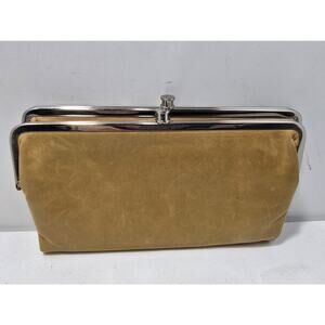 Hobo International Lauren Leather Clutch Wallet Double Frame Caramel 8.5" x 5"